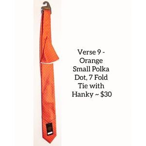 Verse 9 - Orange Small Polka Dot, 7 Fold Tie with Hanky